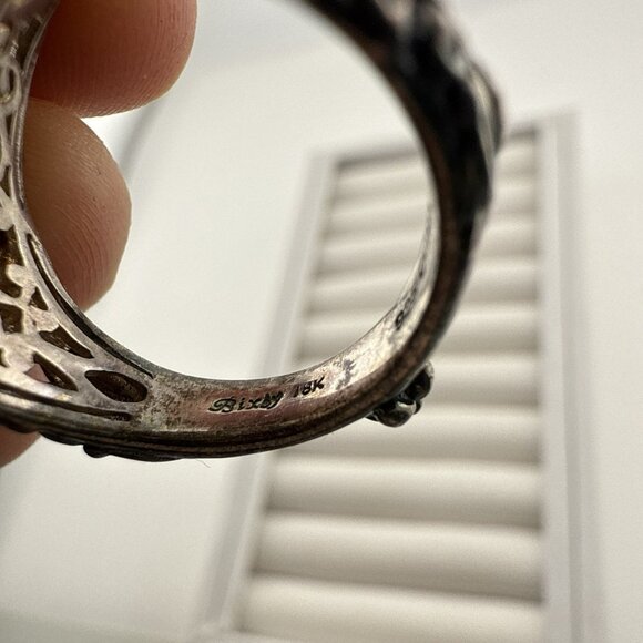 Barbara Bixby Ring Sterling Silver 18K Amethyst Topaz Sz 8 Floral Cabochon 925 - Picture 8 of 12